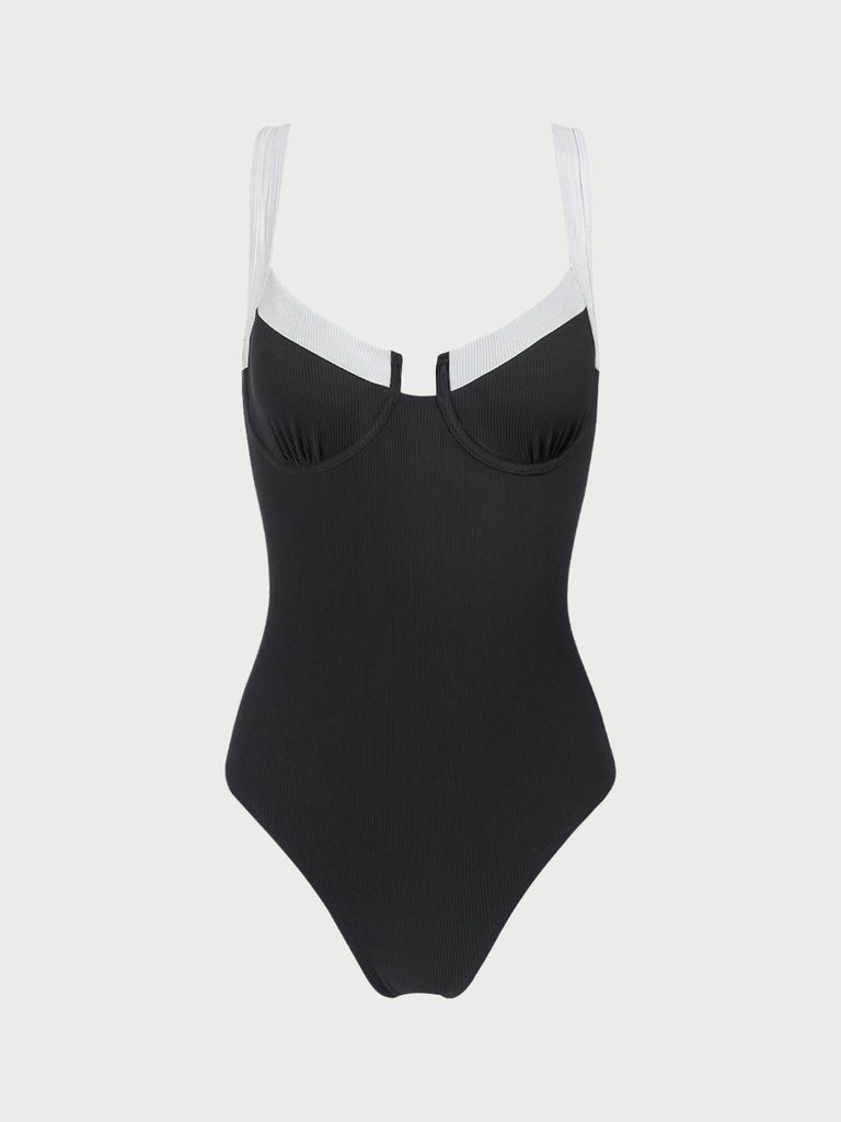 Contrast Trim Knotted One-Piece Swimsuit Sustainable One-Pieces - BERLOOK