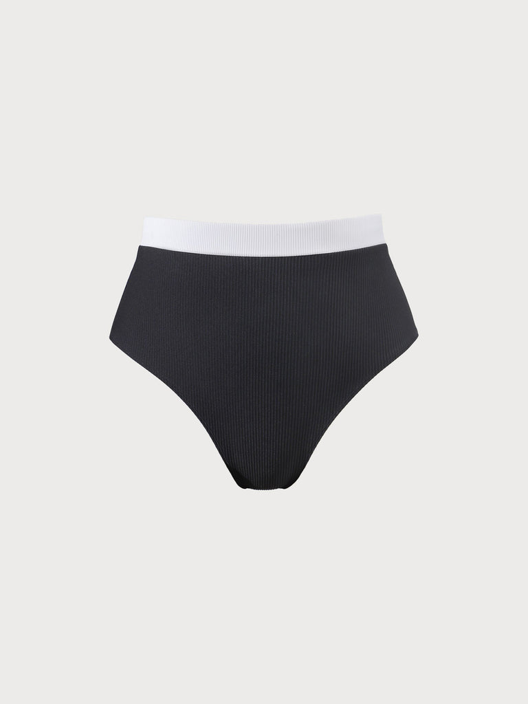 Contrast Trim Plus Size Bikini Bottom Black Sustainable Plus Size Bikinis - BERLOOK