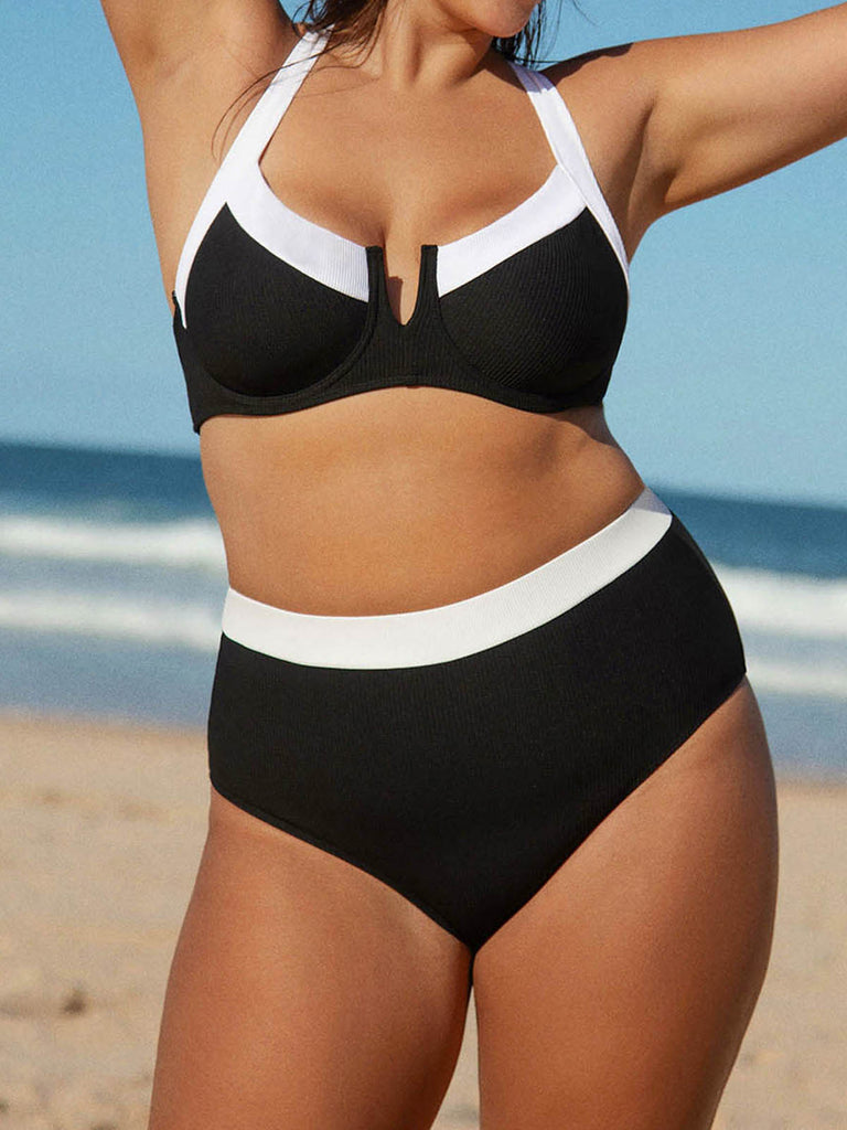 Contrast Trim Plus Size Bikini Bottom Sustainable Plus Size Bikinis - BERLOOK