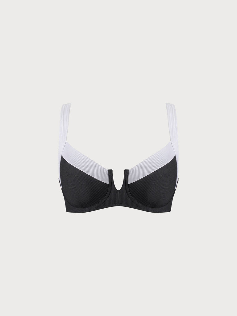 Contrast Trim Plus Size Bikini Top Sustainable Plus Size Bikinis - BERLOOK