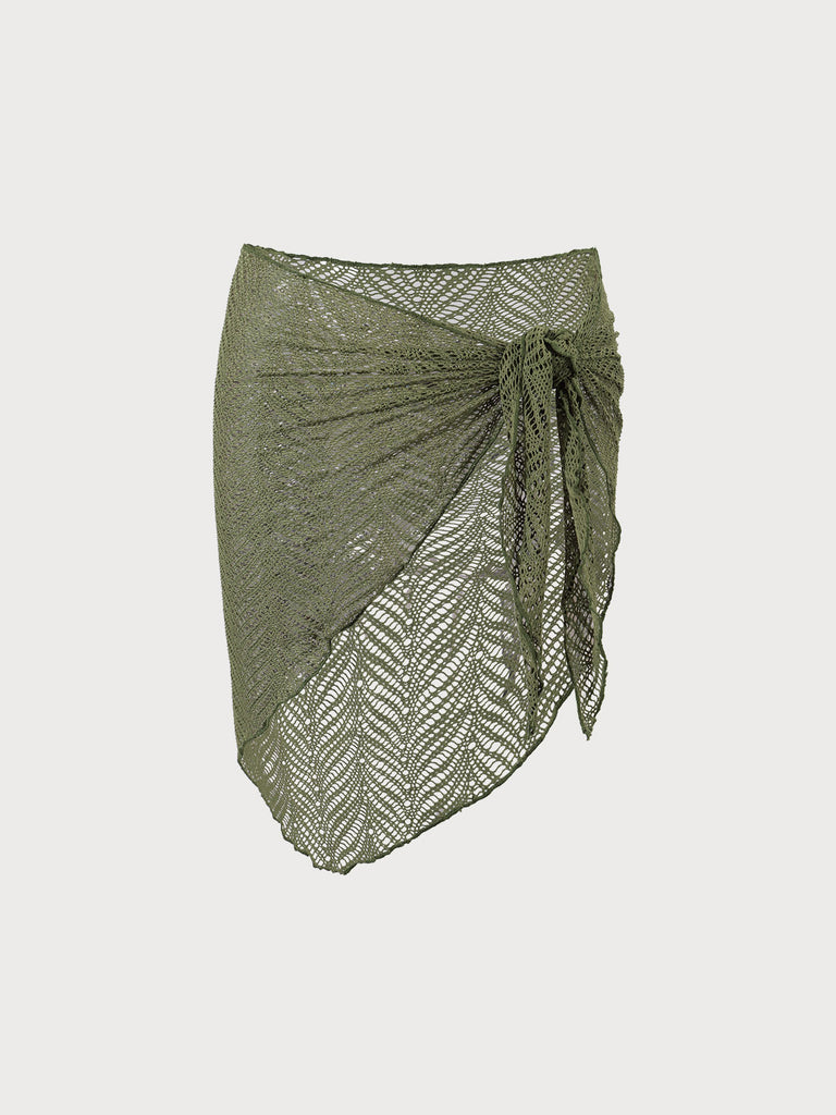 Crochet Cover-Up Skirt Army Green Sustainable Cover-ups - BERLOOK