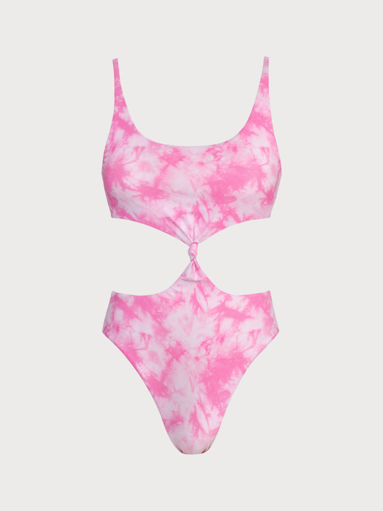Cut Out Knot One-Piece Swimsuit Pink Sustainable One-Pieces - BERLOOK
