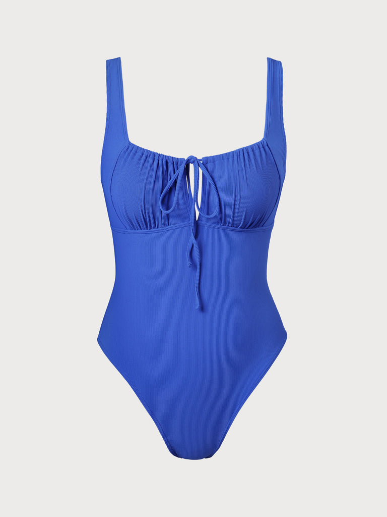 Cutout Tie Plus Size One-Piece Swimsuit Navy Sustainable Plus Size One-Pieces - BERLOOK