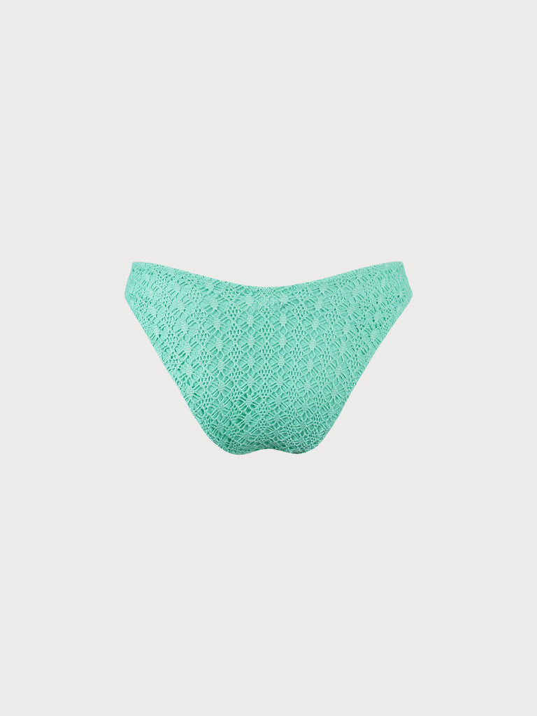 Cyan V-Cut Mesh Bikini Bottom Sustainable Bikinis - BERLOOK