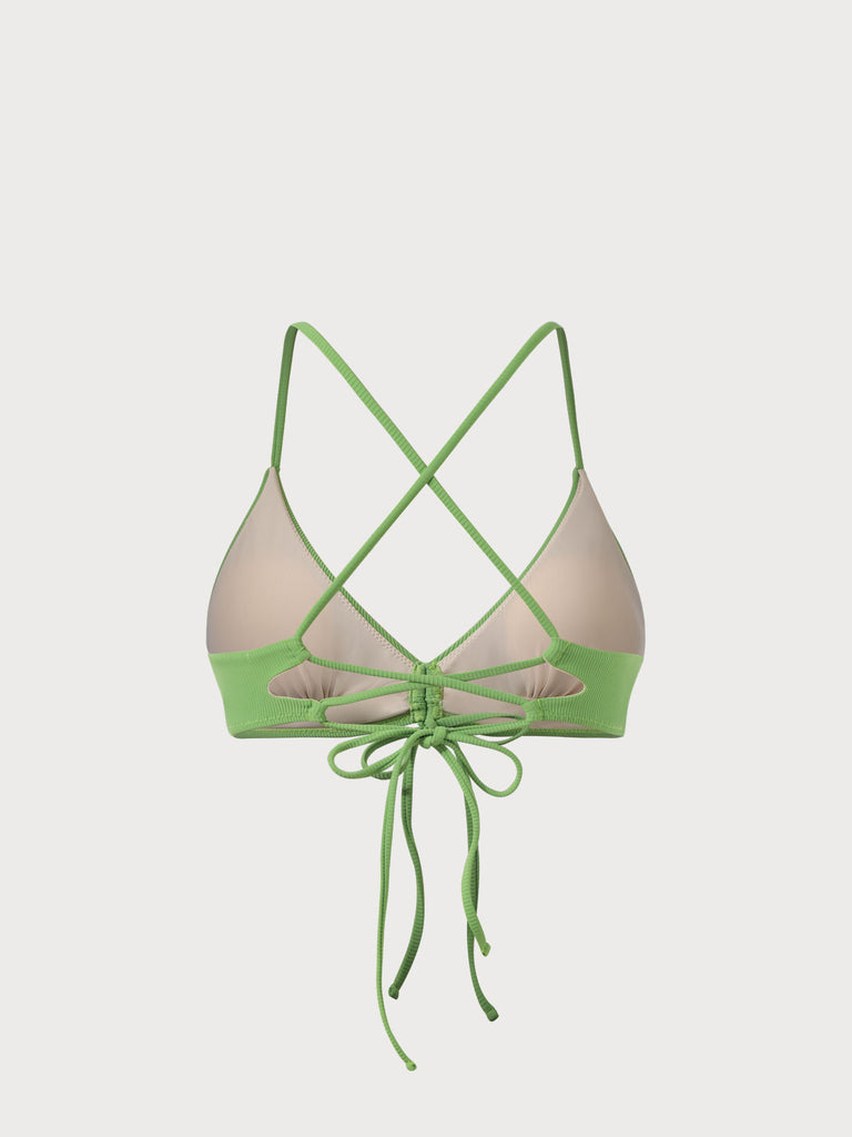 Drawstring Solid Bikini Top Sustainable Bikinis - BERLOOK