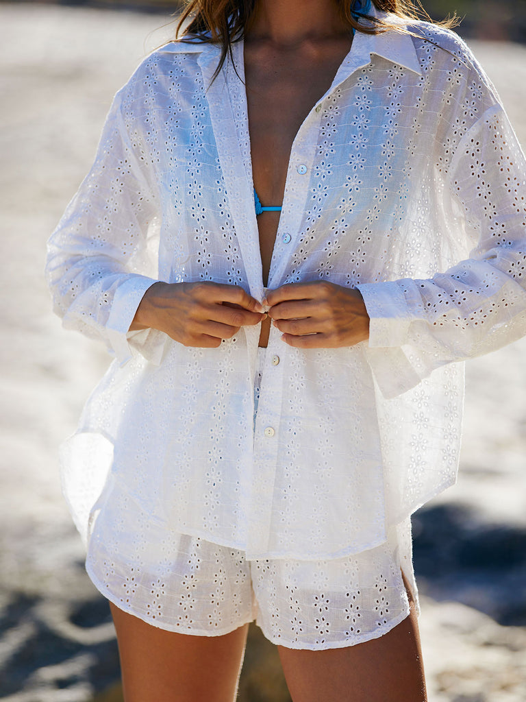 Eyelet Embroidery Cover-Up Top Sustainable Cover-ups - BERLOOK