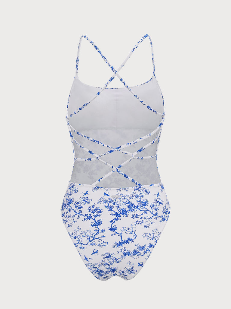 Floral Cross Back One-Piece Swimsuit Sustainable One-Pieces - BERLOOK