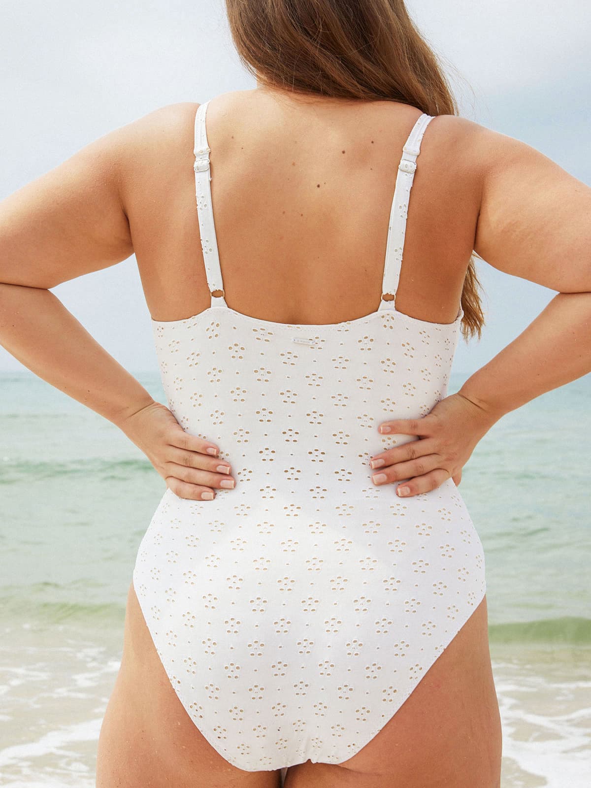 Floral Cutout One-Piece Swimsuit & Reviews - White - Sustainable