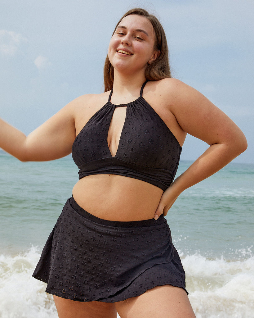 Floral Cutout Plus Size Tankini Top Sustainable Plus Size Tankinis - BERLOOK