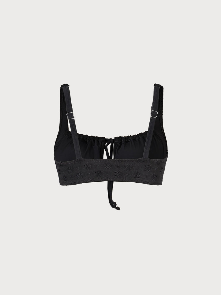 Floral Cutout Tie Front Bikini Top Sustainable Bikinis - BERLOOK