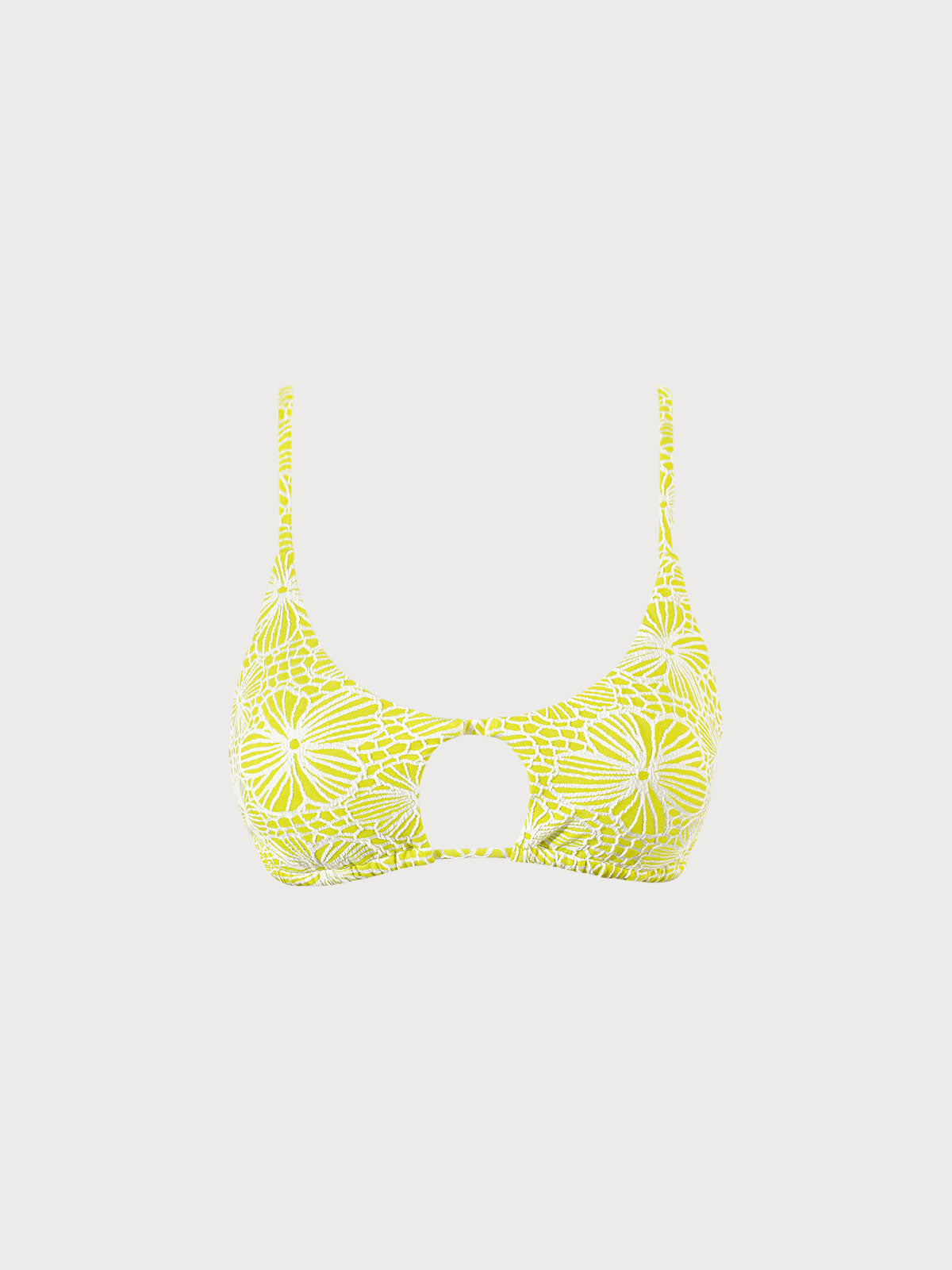 Floral Jacquard Cut Out Bikini Top Sustainable Bikinis - BERLOOK