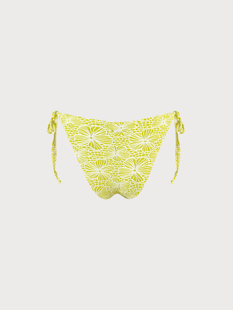 Floral Jacquard Tie Bikini Bottom Sustainable Bikinis - BERLOOK