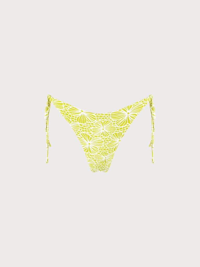 Floral Jacquard Tie Bikini Bottom Sustainable Bikinis - BERLOOK