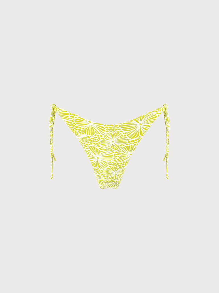 Floral Jacquard Tie Bikini Bottom Sustainable Bikinis - BERLOOK