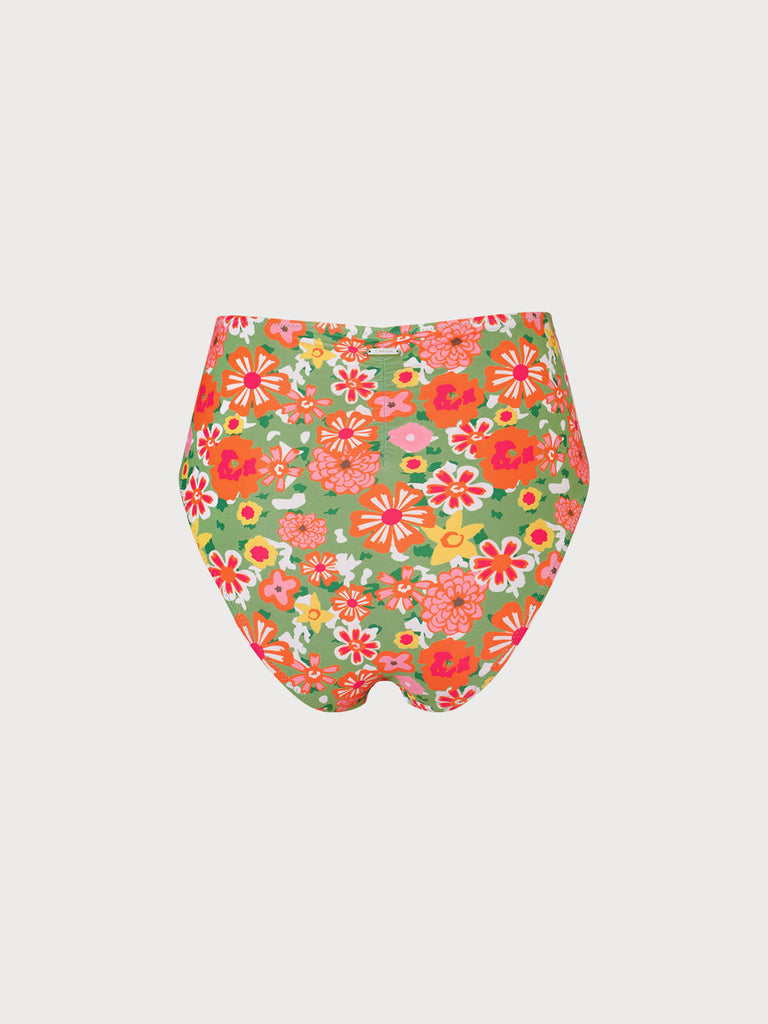 Floral Ruched Bikini Bottom Sustainable Bikinis - BERLOOK