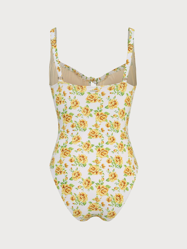 Floral Ruched One-Piece Swimsuit Sustainable One-Pieces - BERLOOK