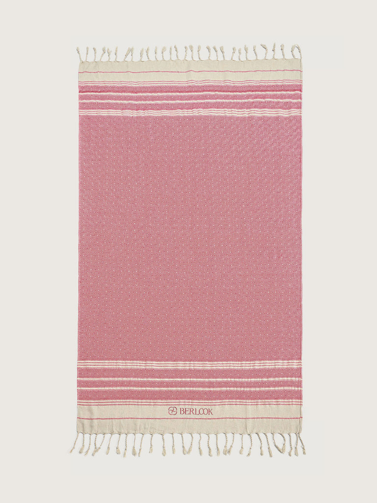 Geometric Pattern Fringe Beach Towel Red Sustainable Beach Accessories - BERLOOK