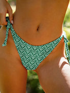 Geometric Textured Tie Bikini Bottom Green Sustainable Bikinis - BERLOOK