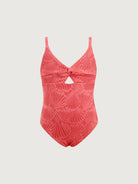 Girls' knitted polyester one-piece swimsuit Red Sustainable Girls Clothing - BERLOOK