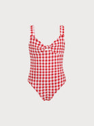 Girls' woven polyester blend swimsuit Red Sustainable Girls Clothing - BERLOOK