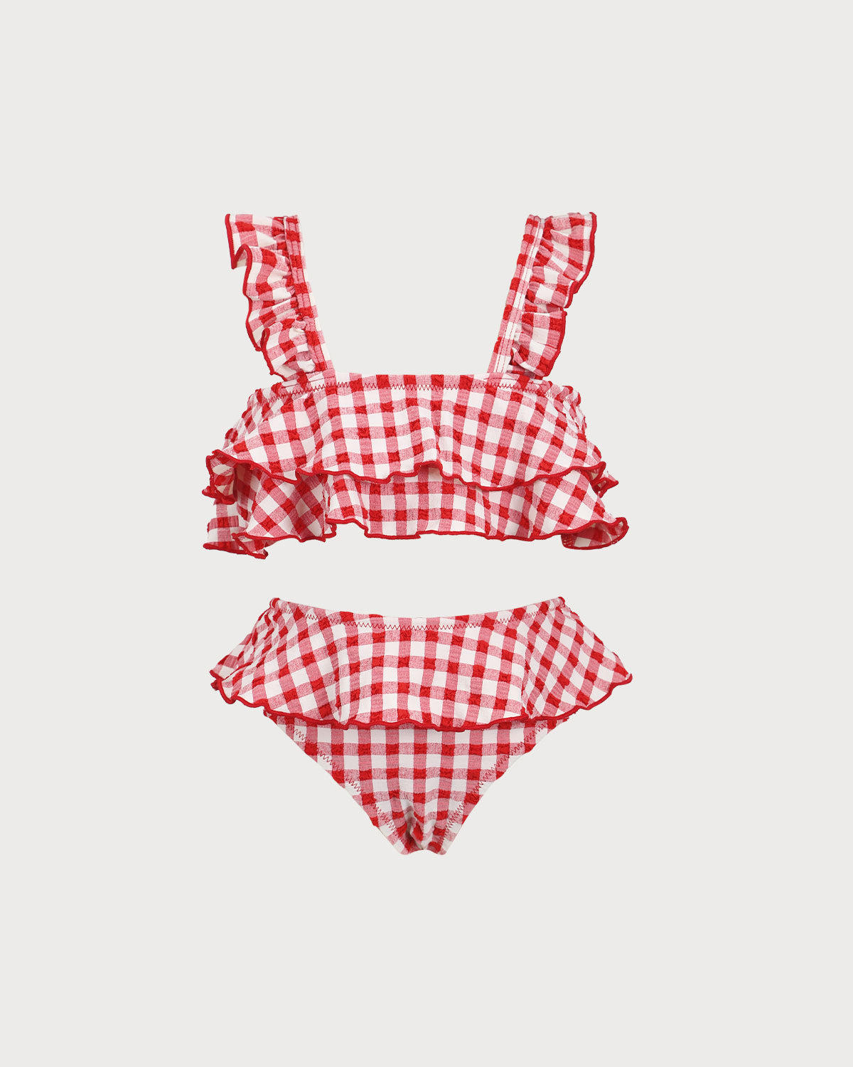 Girls' Woven Polyester Blend Tankini Swimsuit Red Sustainable Girls Clothing - BERLOOK