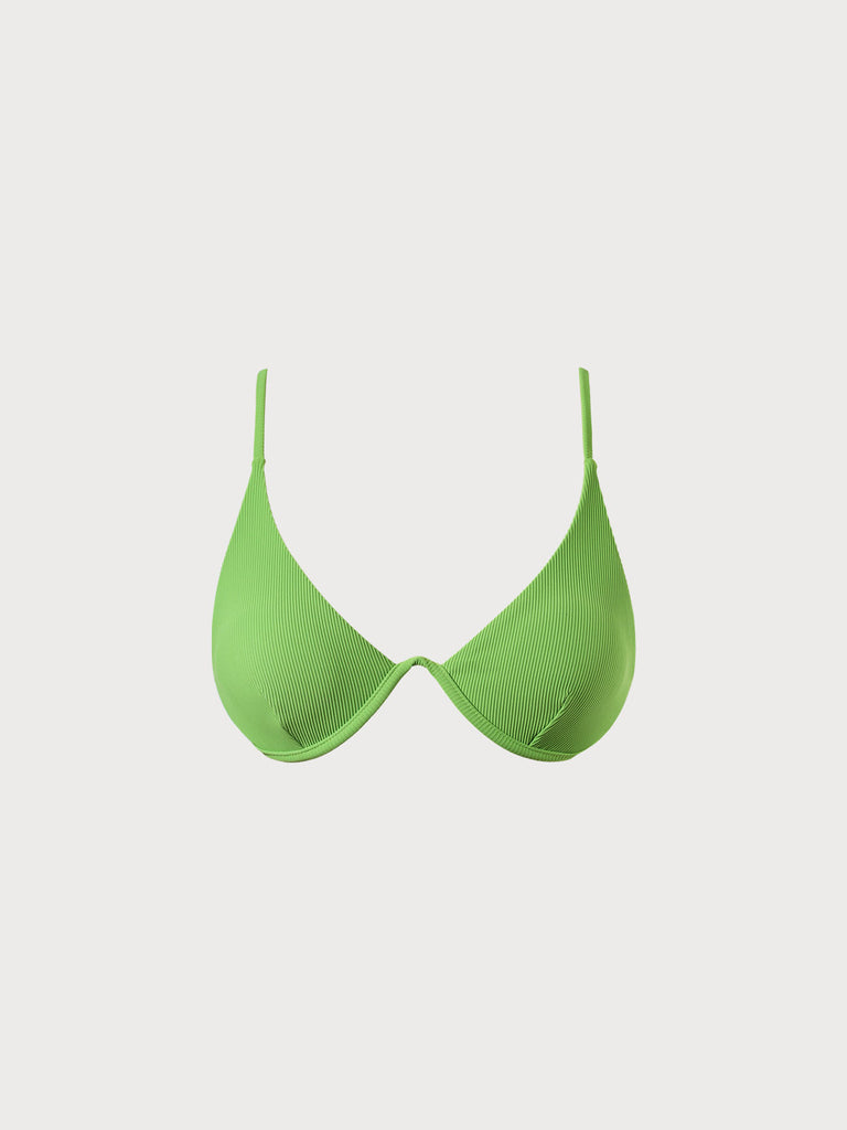 Green Backless Underwire Bikini Top Green Sustainable Bikinis - BERLOOK