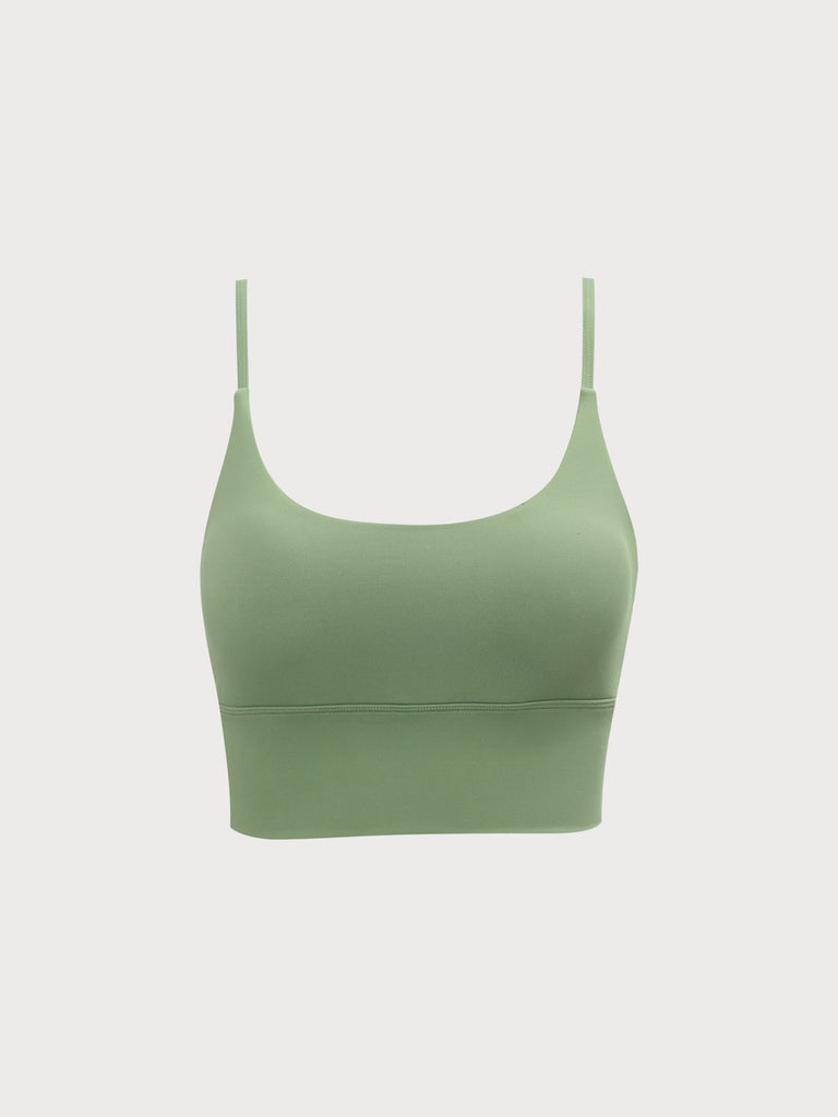 Green Cross Back Sports Bra Sustainable Yoga Tops - BERLOOK