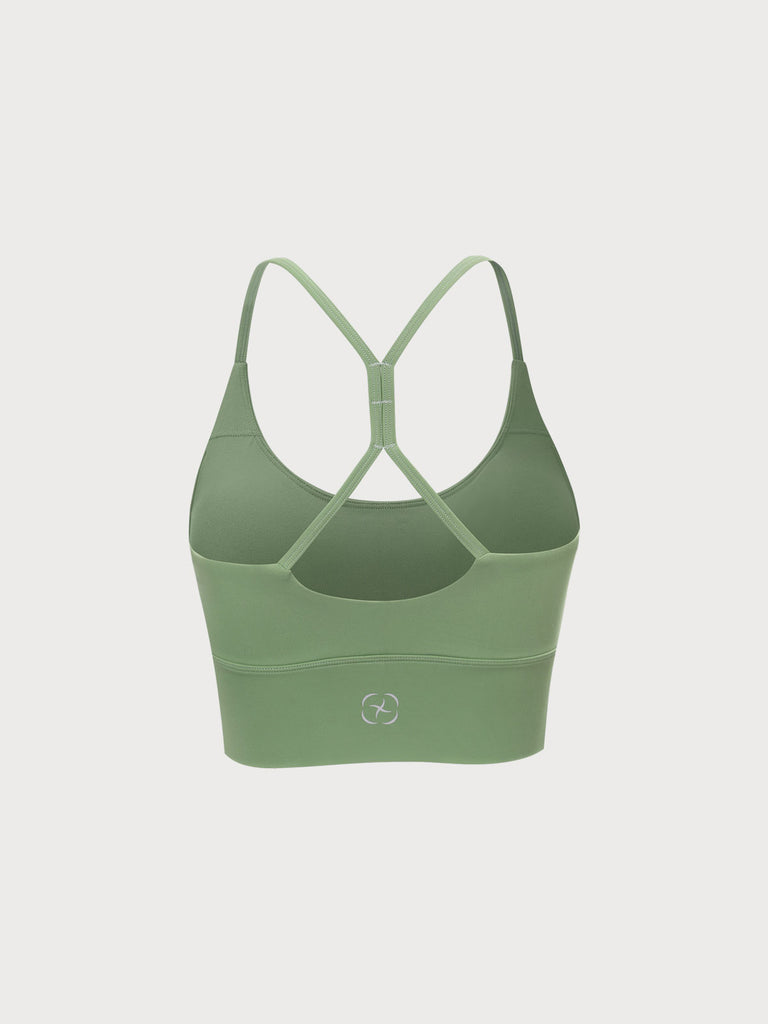 Green Cross Back Sports Bra Sustainable Yoga Tops - BERLOOK