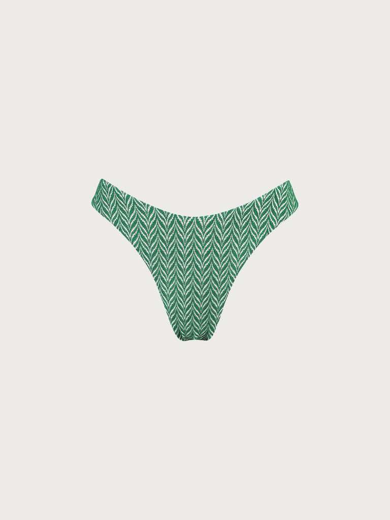 Green Geometric Textured Bikini Bottom Green Sustainable Bikinis - BERLOOK