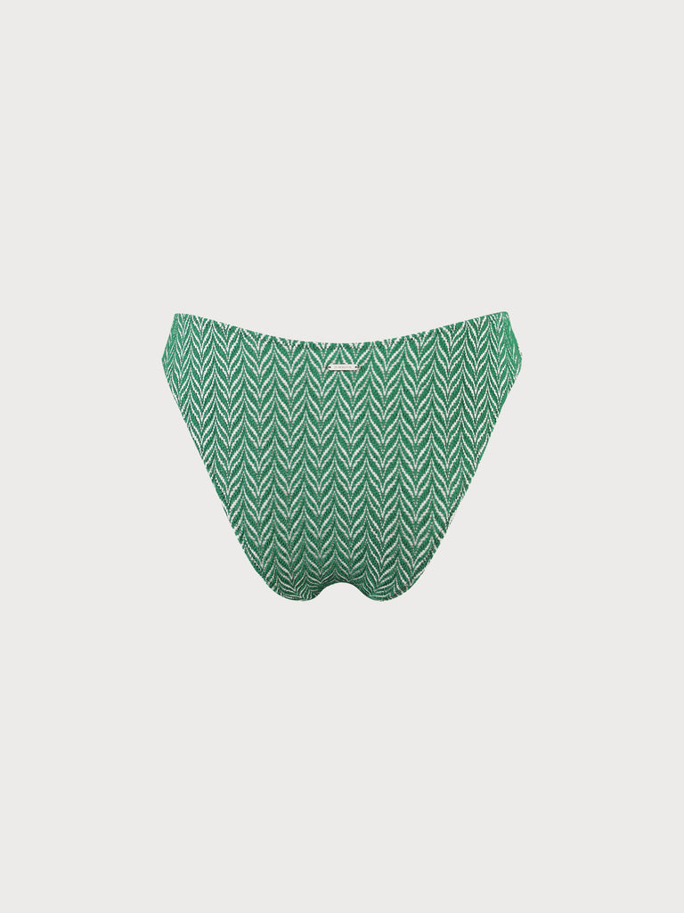 Green Geometric Textured Bikini Bottom Sustainable Bikinis - BERLOOK