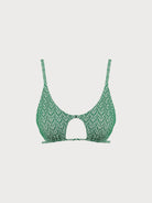 Green Geometric Textured Cut Out Bikini Top Sustainable Bikinis - BERLOOK
