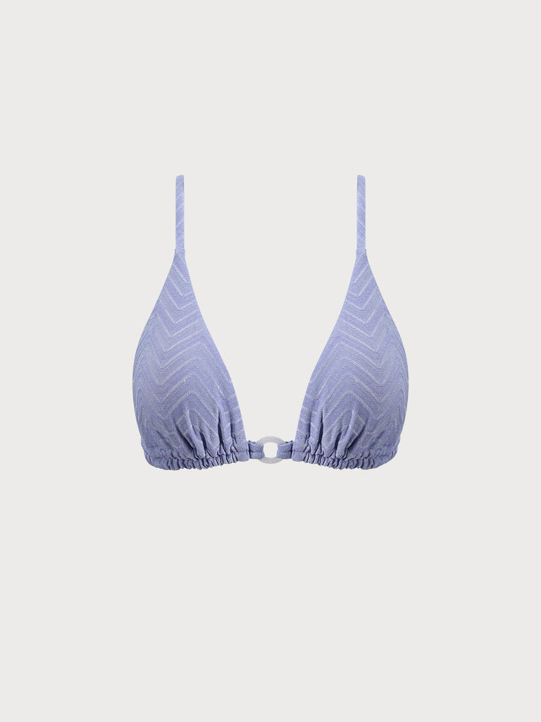 Herringbone-Pattern Triangle Bikini Top Purple Sustainable Bikinis - BERLOOK