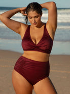 Jacquard Ruched Plus Size Bikini Bottom Sustainable Plus Size Bikinis - BERLOOK