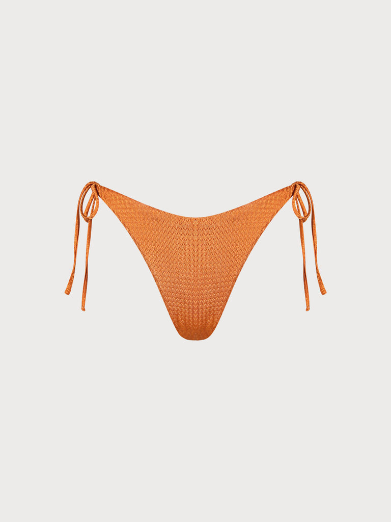 Jacquard Tie Bikini Bottom Caramel Sustainable Bikinis - BERLOOK
