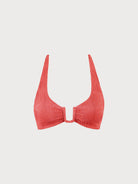 Jacquard U-Ring Cross Back Bikini Top Red Sustainable Bikinis - BERLOOK