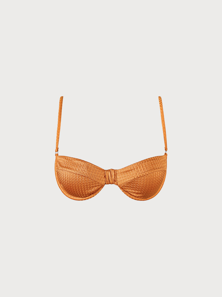 Jacquard Underwire Bikini Top Caramel Sustainable Bikinis - BERLOOK