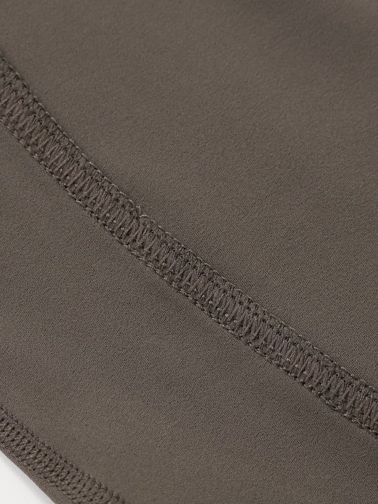 Khaki V-Shape Waist Yoga Shorts 8” Sustainable Yoga Bottoms - BERLOOK