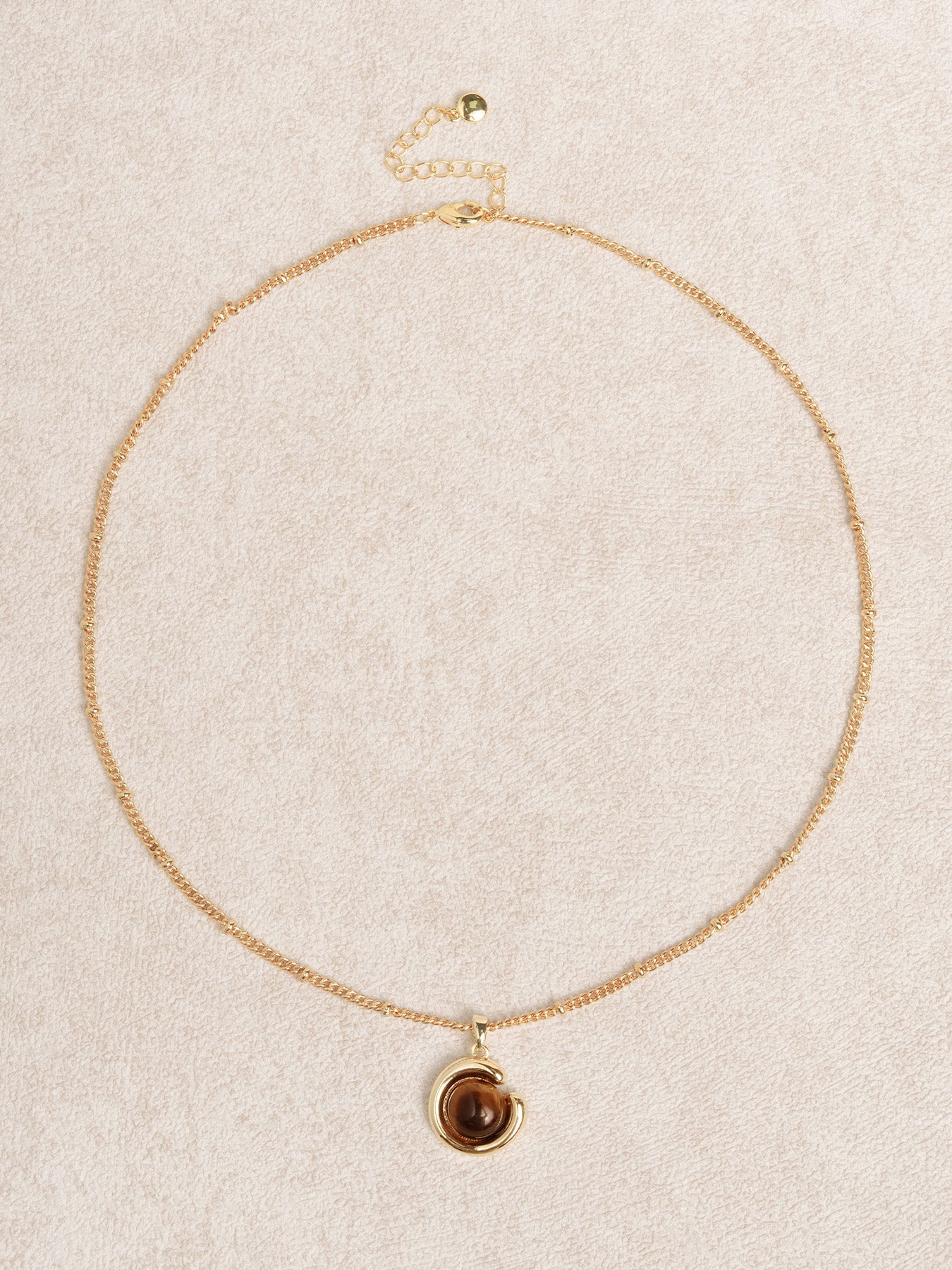 Ladies' Copper Tiger's Eye Pendant Necklace Gold Sustainable Necklaces - BERLOOK