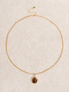 Ladies' Copper Tiger's Eye Pendant Necklace Gold Sustainable Necklaces - BERLOOK