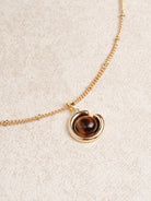 Ladies' Copper Tiger's Eye Pendant Necklace Sustainable Necklaces - BERLOOK