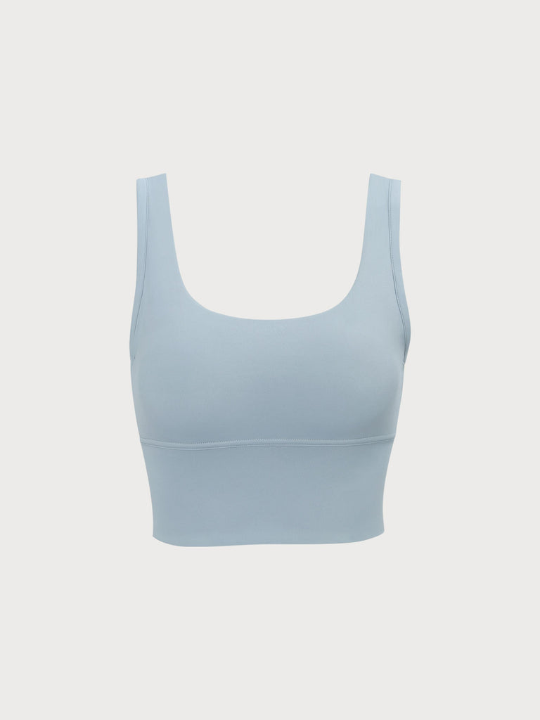 Light Blue Cutout Back Cami Top Light Blue Sustainable Yoga Tops - BERLOOK