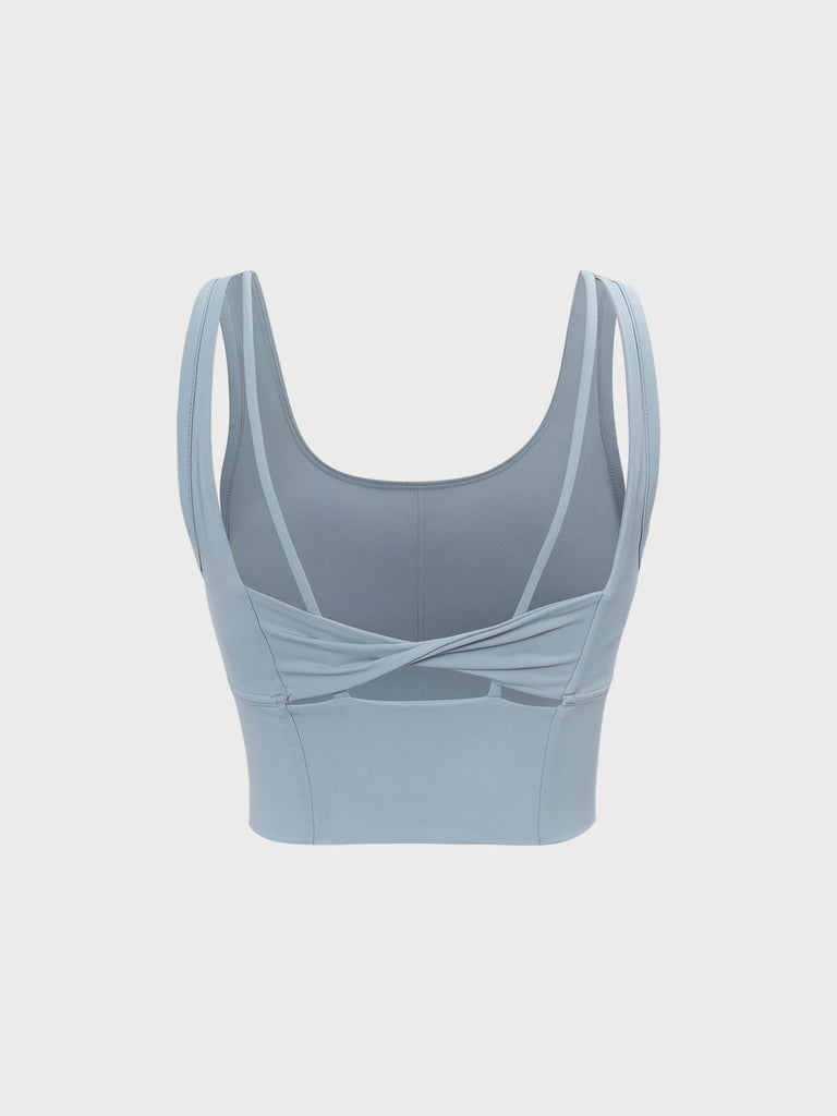 Light Blue Cutout Back Cami Top Sustainable Yoga Tops - BERLOOK