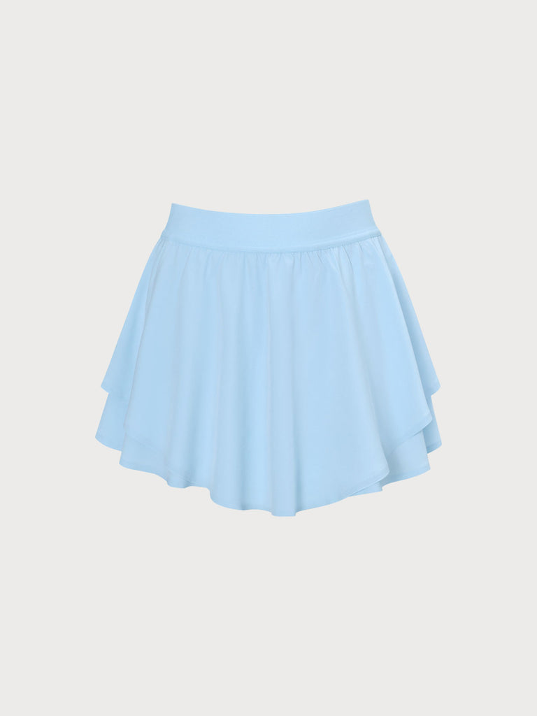 Light Blue High Waisted Yoga Skirt Light Blue Sustainable Yoga Bottoms - BERLOOK