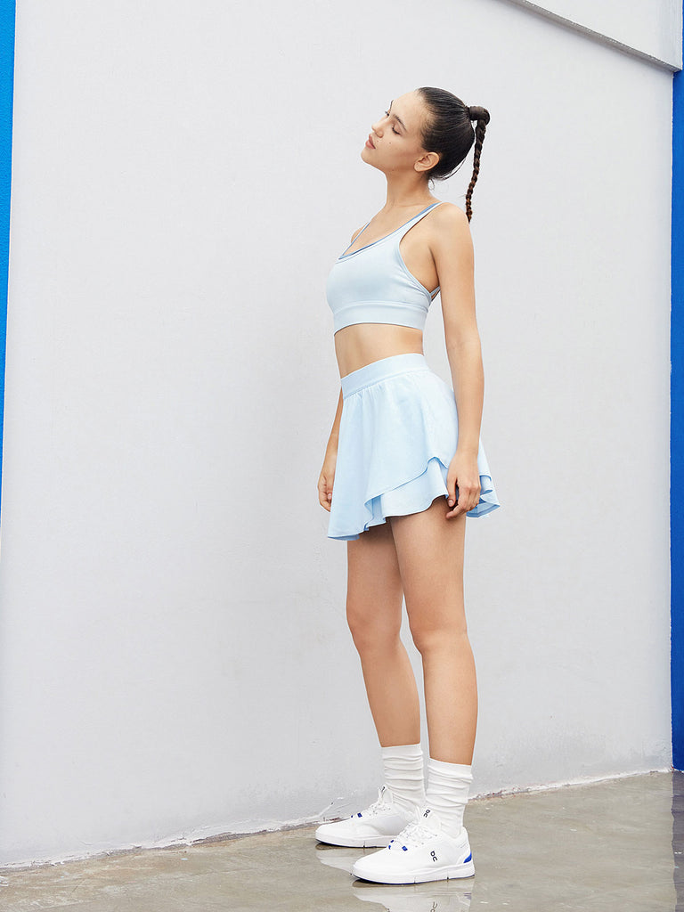 Light Blue High Waisted Yoga Skirt Sustainable Yoga Bottoms - BERLOOK