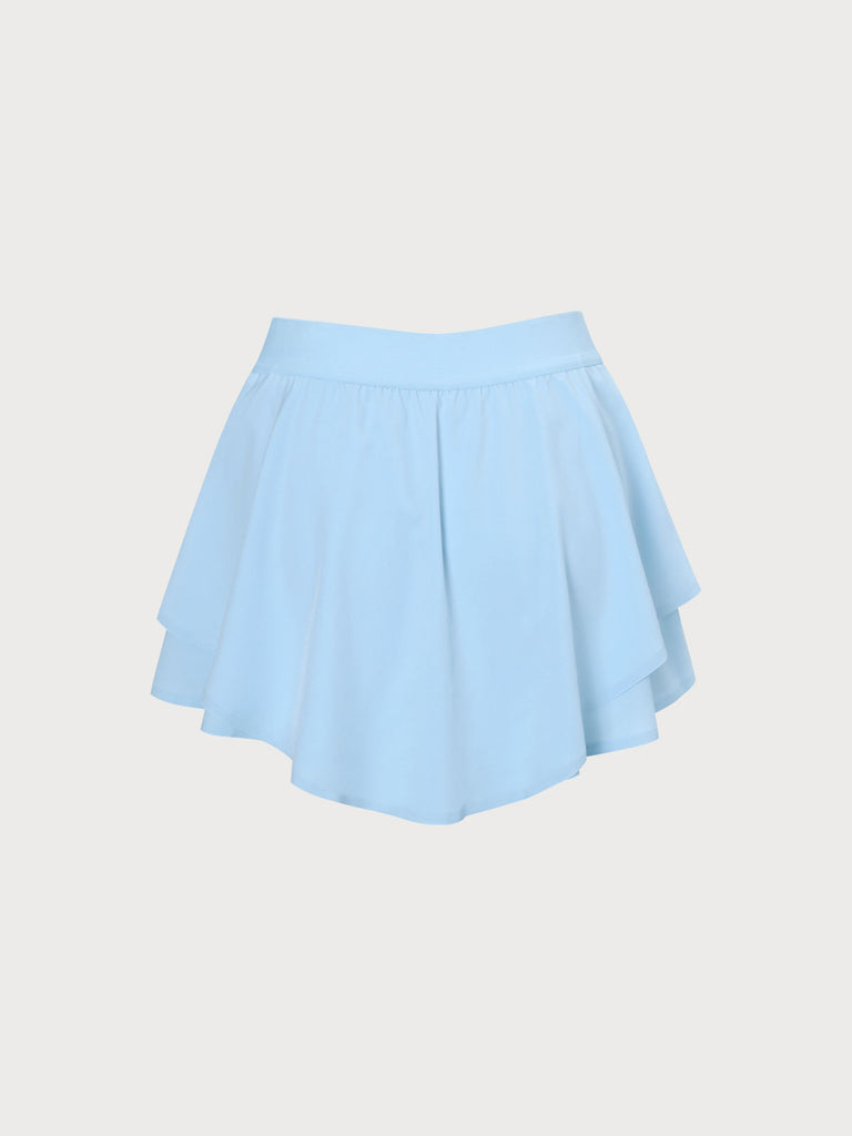 Light Blue High Waisted Yoga Skirt Sustainable Yoga Bottoms - BERLOOK
