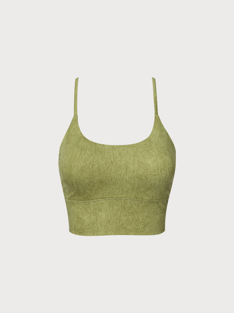 Light Green Backless Sports Bra Sustainable Yoga Tops - BERLOOK