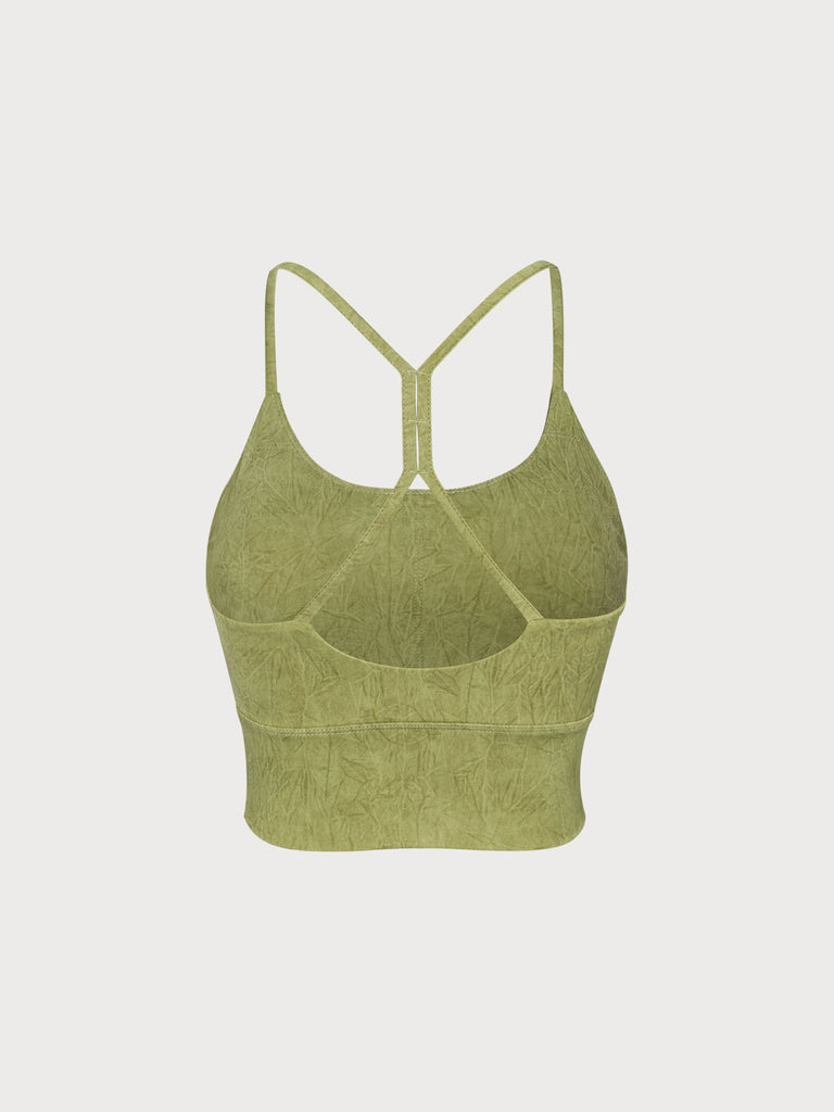 Light Green Backless Sports Bra Sustainable Yoga Tops - BERLOOK