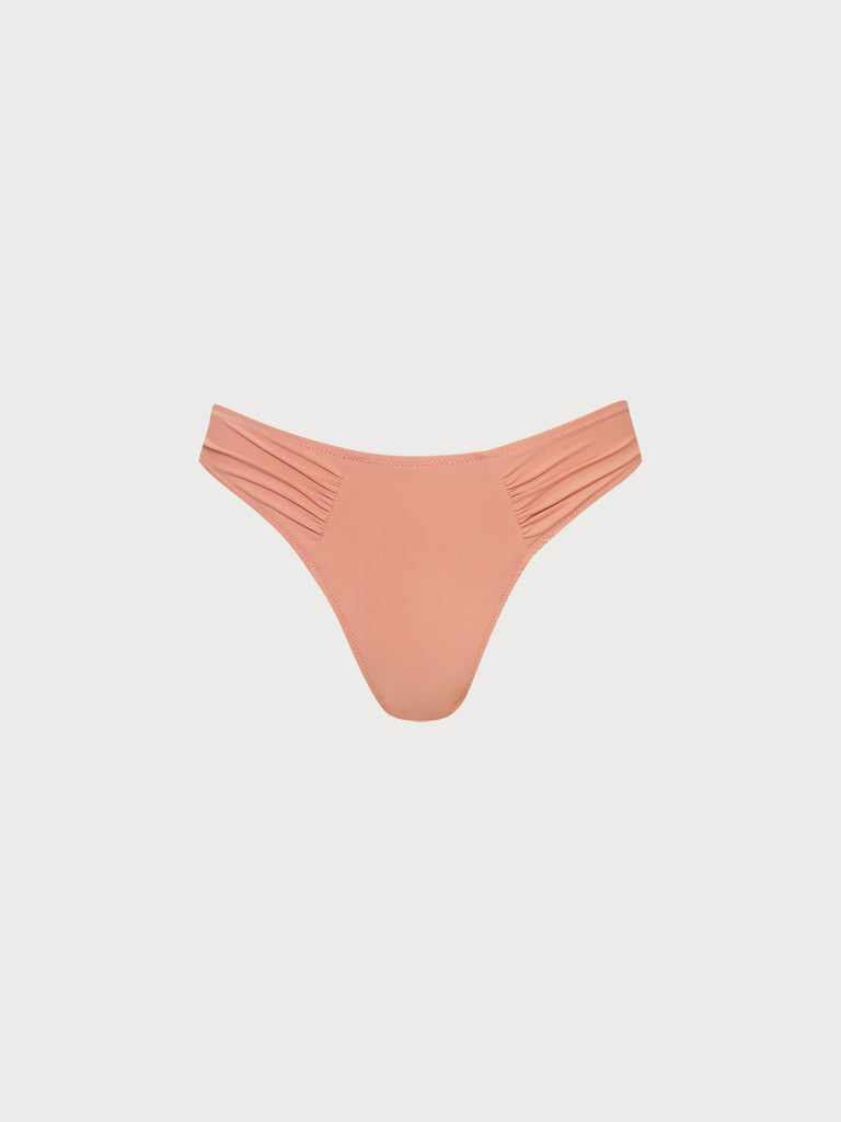 Light Orange Ruched Bikini Bottom Light Orange Sustainable Bikinis - BERLOOK