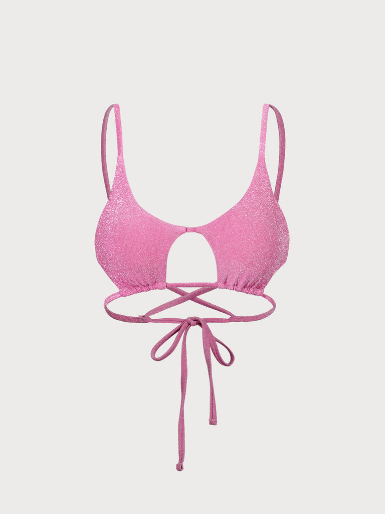 Lurex Cut-Out Backless Bikini Top Sustainable Bikinis - BERLOOK