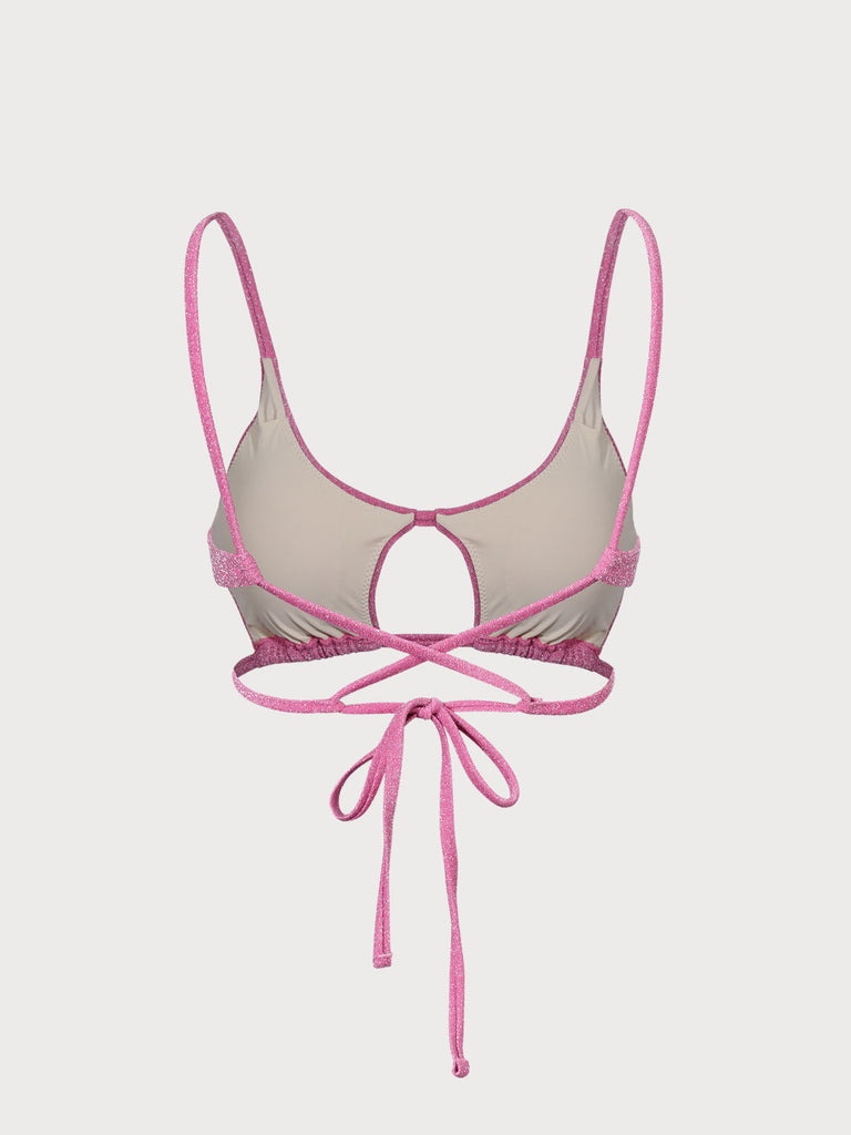 Lurex Cut-Out Backless Bikini Top Sustainable Bikinis - BERLOOK